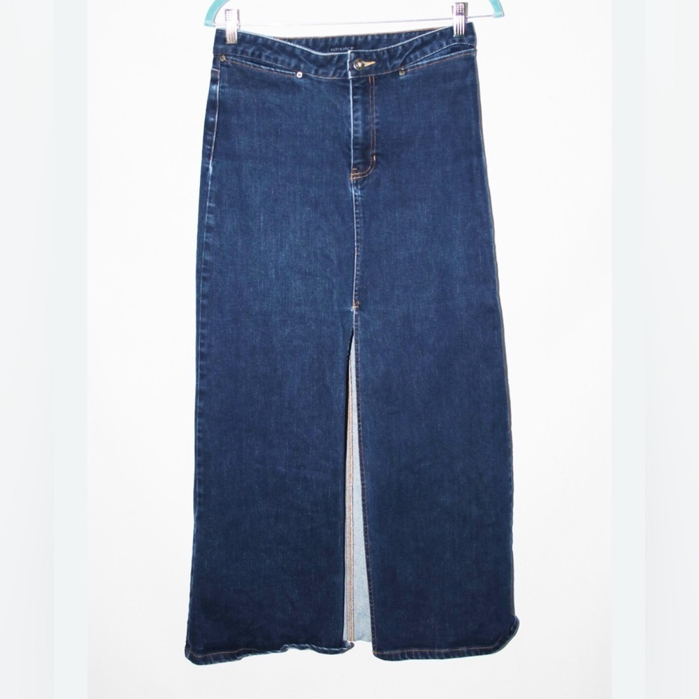 GAP Y2K Skirt Denim Maxi Straight Pencil Vintage Modest Back Slit Size 8